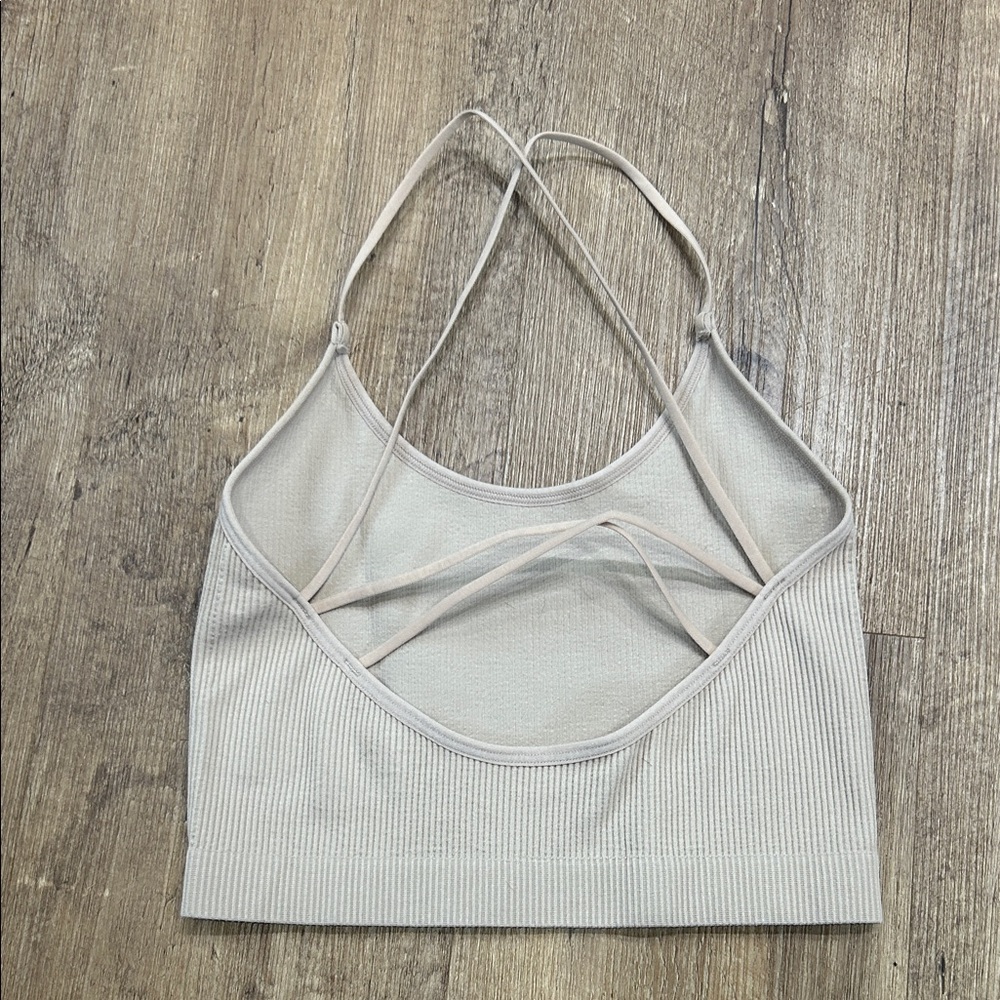 Colsie Beige Ribbed Crop Top - Picture 4 of 5